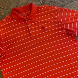 Nike Golf Mens red and white striped polo.  Size XL